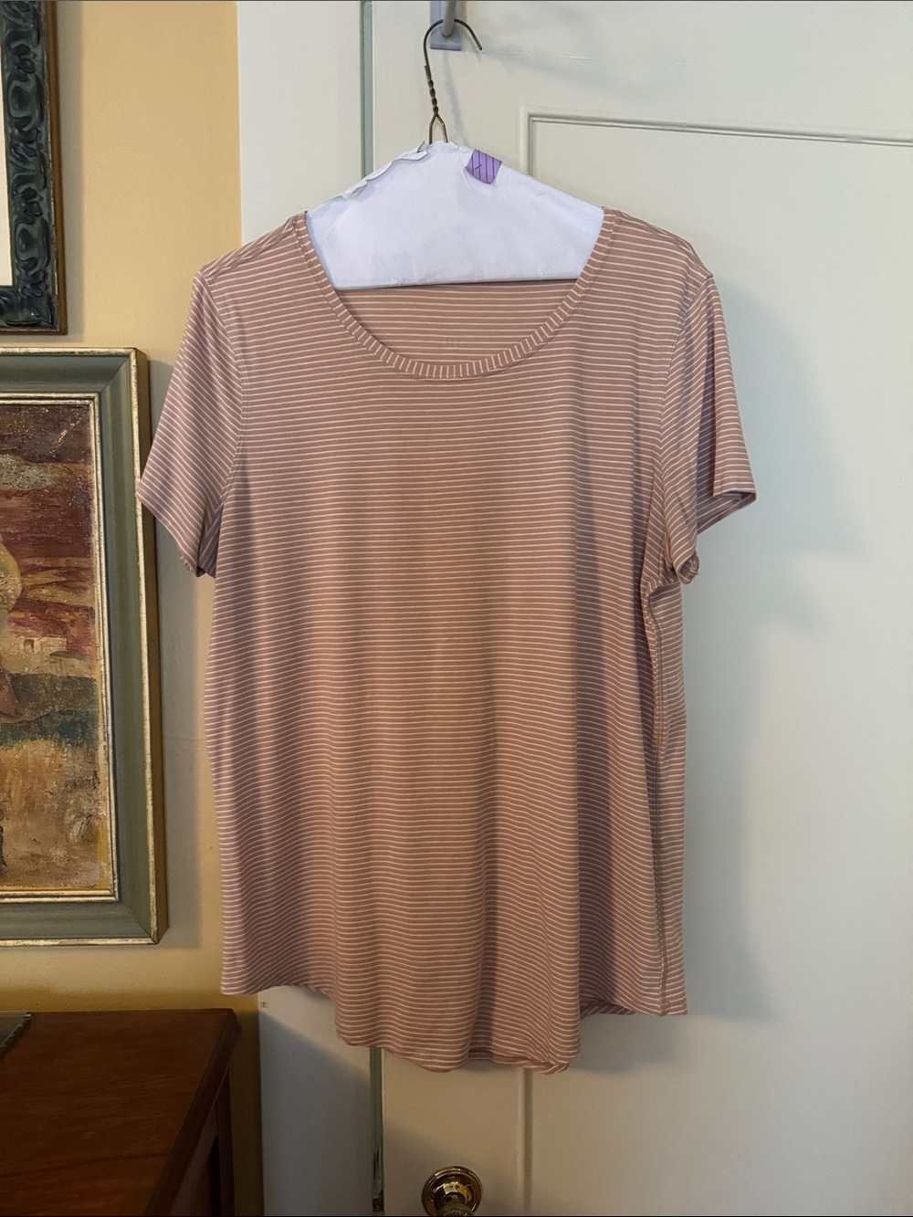 lululemon athletica Short Sleeve Striped Tee - Dusty Pink & Cream